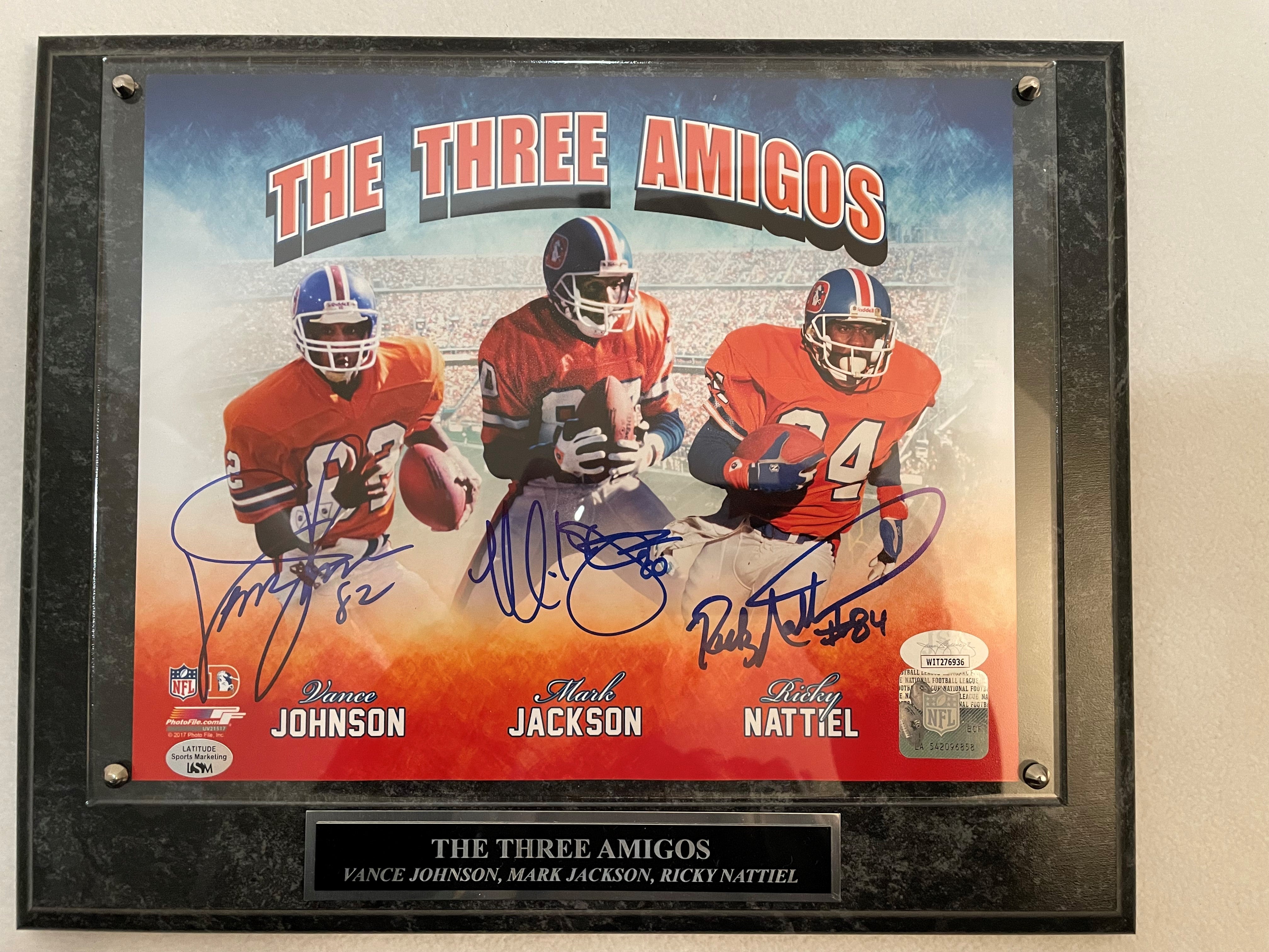 Vance Johnson, Mark Johnson and Ricky Nattiel Denver Broncos 8X10 Phot