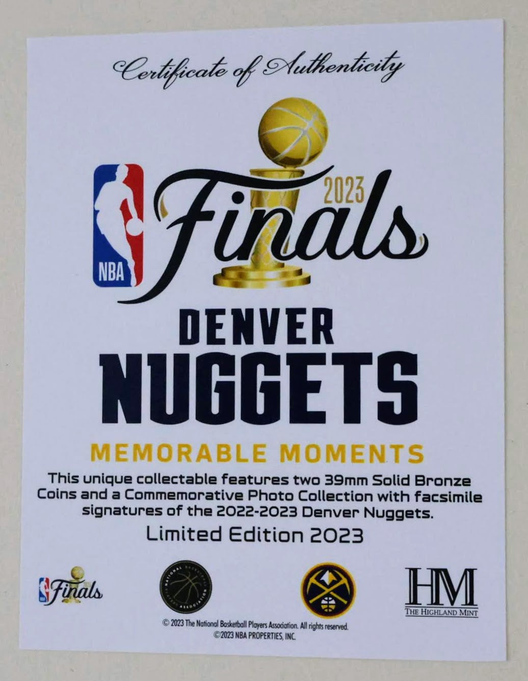 Denver Nuggets 2023 NBA Champions Ticket Photo Mint